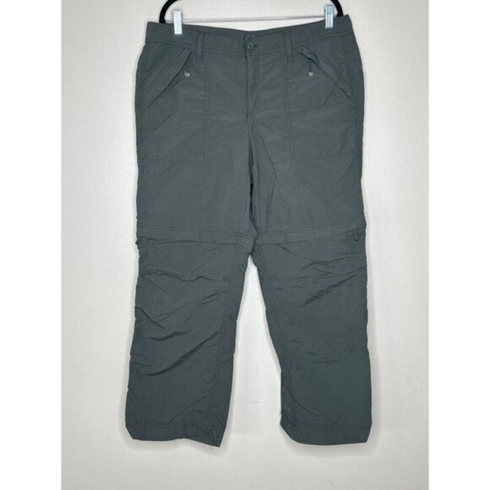 Eddie‎ Bauer Convertible Pants Green Nylon Hiking Zipper Pockets Women's Size 16